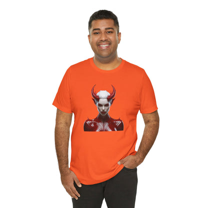 Fierce Devil Woman Halloween Shirt – Seductive Demon Graphic Tee for Bold Halloween Style