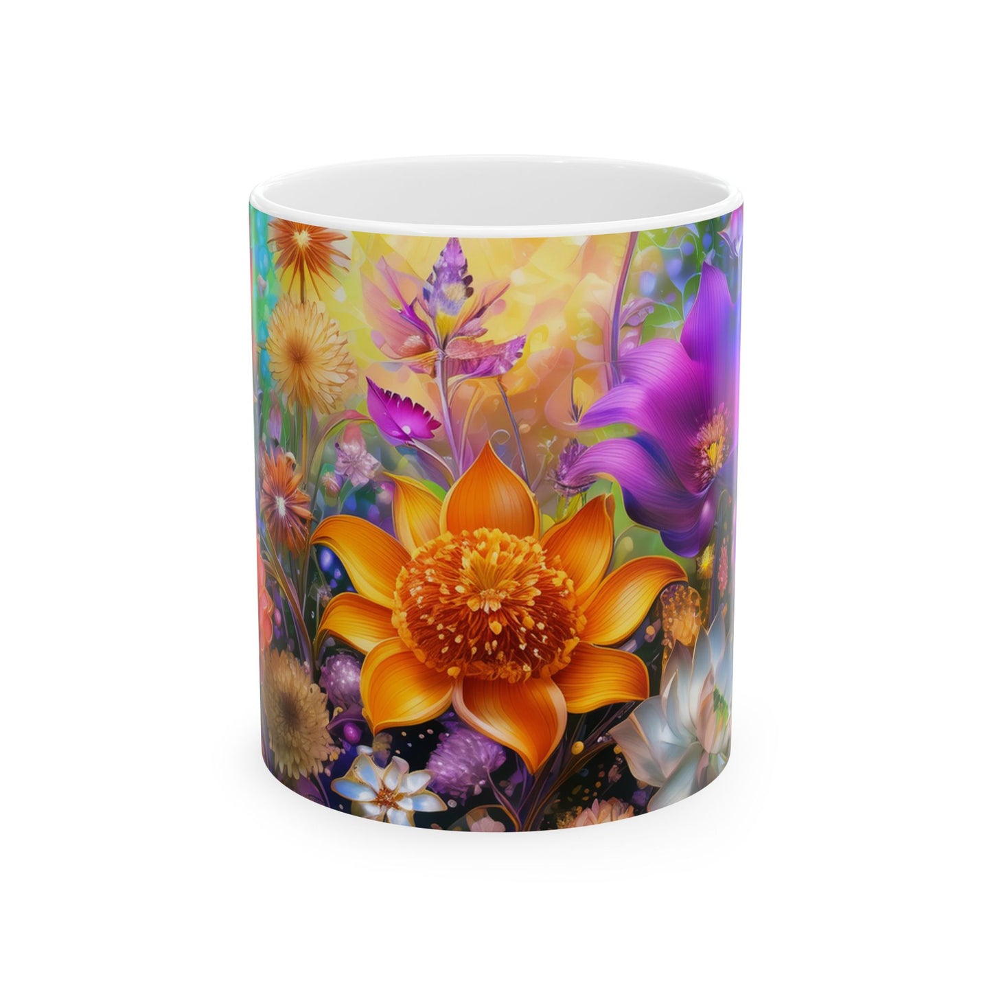 Flower Fantasy Ceramic Mug, (11oz, 15oz)