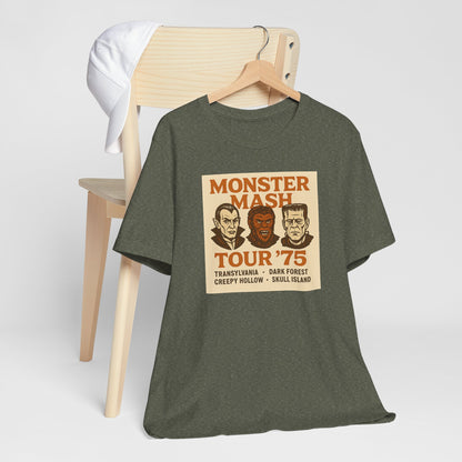 Monster Mash Tour '75 Halloween Shirt – Vintage Horror Band Tee Featuring Dracula, Wolfman, Frankenstein