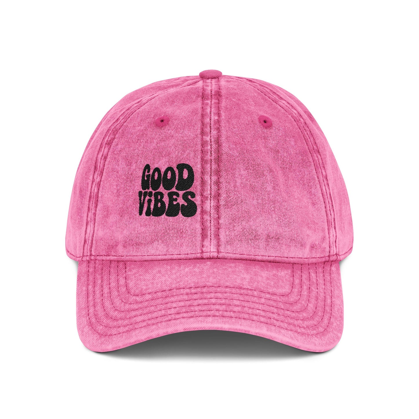 Good Vibes Vintage Hat – Embroidered Retro Text Hat for Positive Vibes, Chill Style, and Everyday Feel-Good Energy