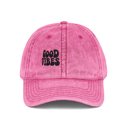 Good Vibes Vintage Hat – Embroidered Retro Text Hat for Positive Vibes, Chill Style, and Everyday Feel-Good Energy