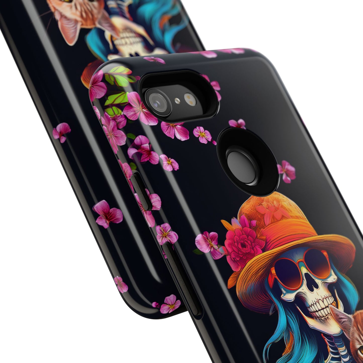 Skeleton holding a Cat Cell Phone Case 001