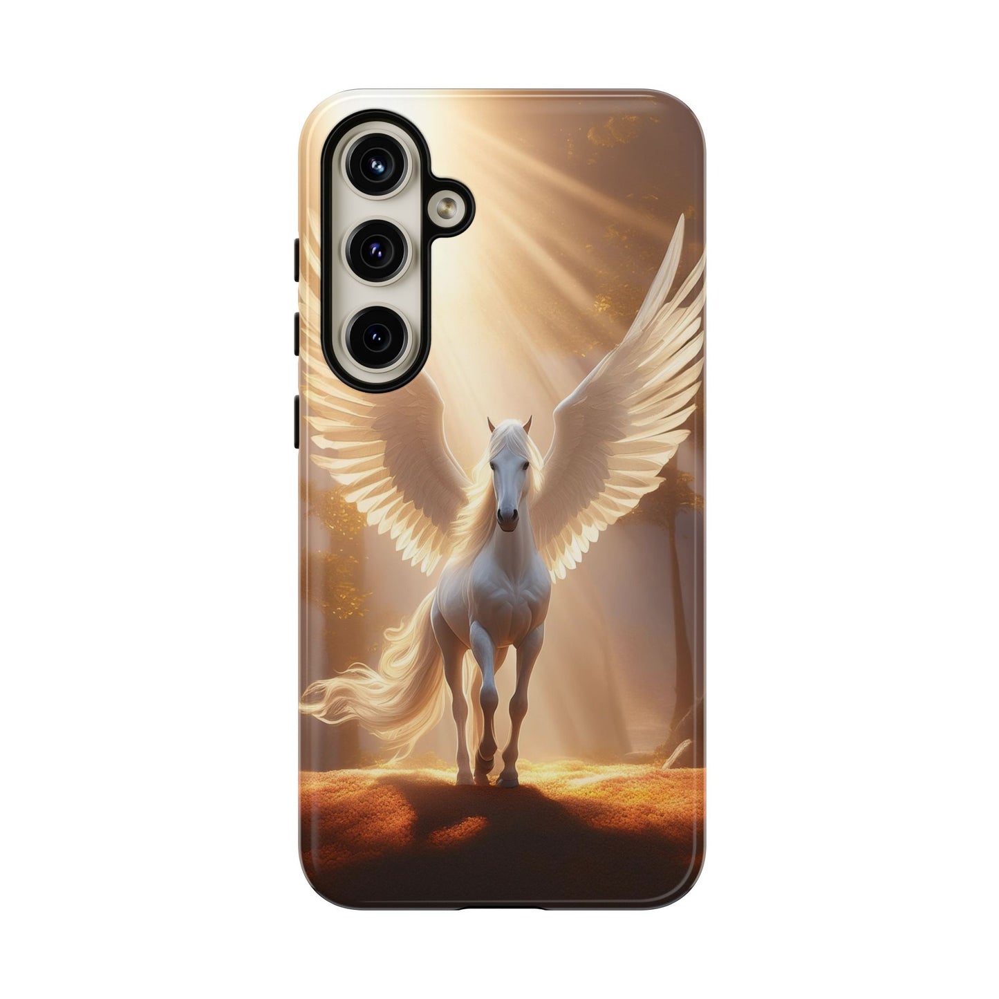 Pegasus Horse with beautiful wings lit by sun rays Tough Cases