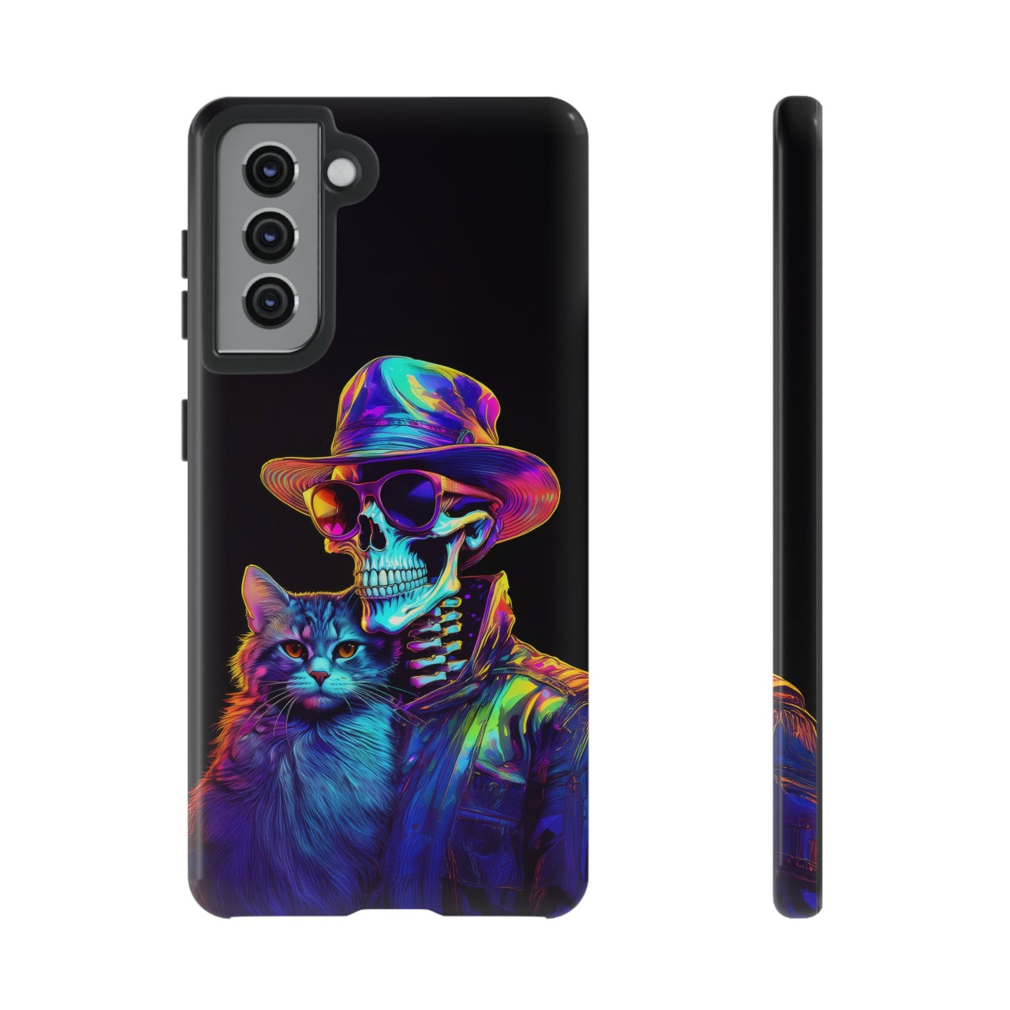 Skeleton holding a Cat Cell Phone Case 002