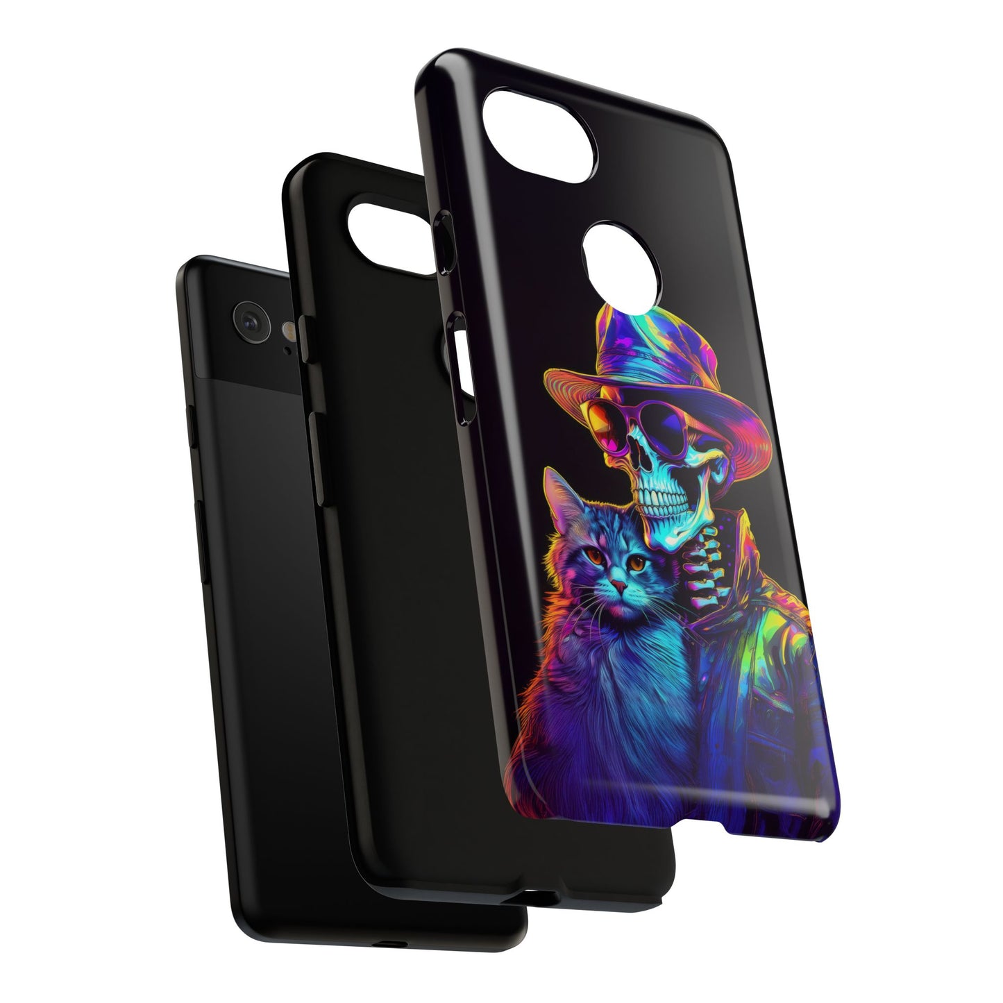 Skeleton holding a Cat Cell Phone Case 002