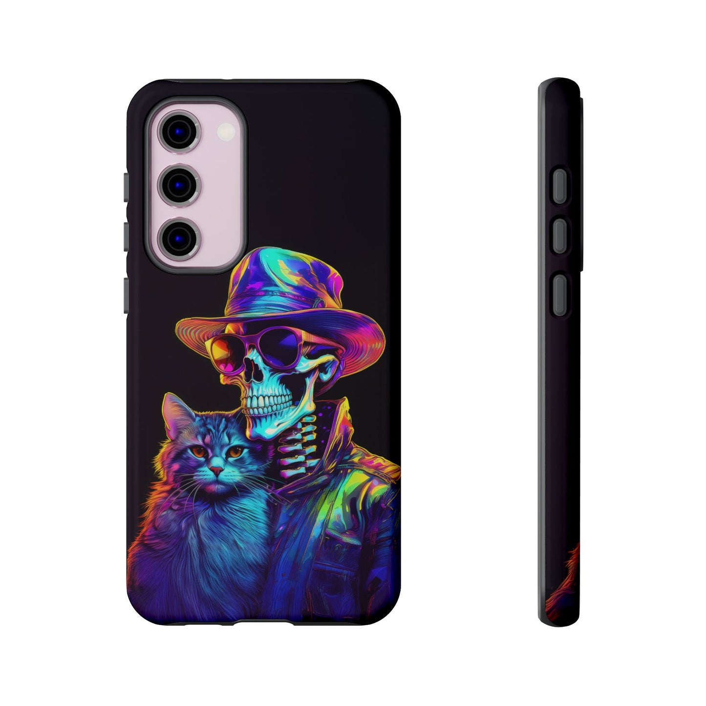 Skeleton holding a Cat Cell Phone Case 002