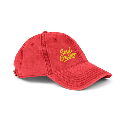 Soul Crusher Vintage Hat – Clean Script Hat with Bold Edge for Heartbreakers, Villains, and Power Moves