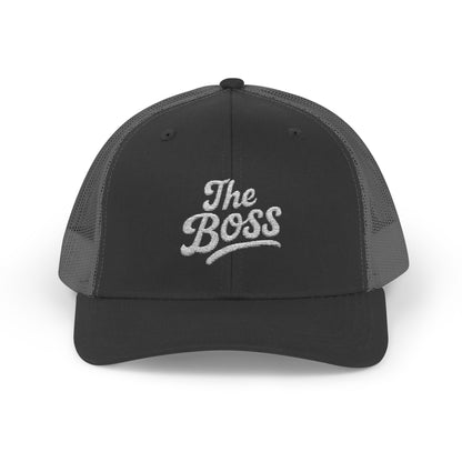 The Boss Trucker Hat – Embroidered Statement Hat for Power Moves Only. White Letters
