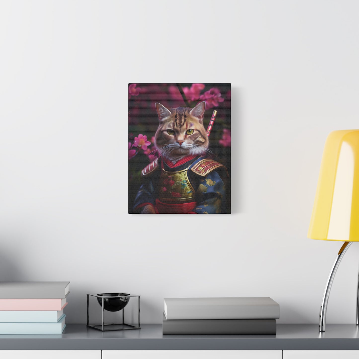 Samurai Meowster Canvas Art | Stretched Matte Wall Decor