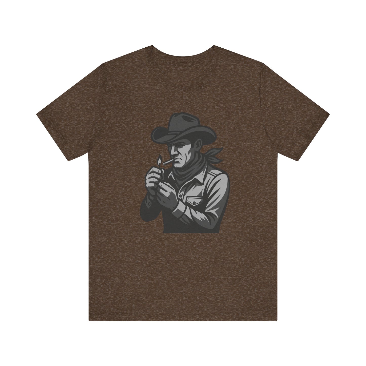 Cowboy Lighting Up Graphic Tee Dark Theme – Western Rebel Vector Design with Classic Attitude