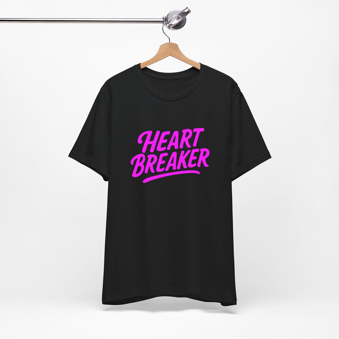 Colorful Design Heartbreaker Shirt – Neon Pink Retro Script Tee for Bold Women with Savage Energy. Unisex Jersey Short Sleeve Tee