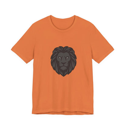 Dark Lion Graphic T-Shirt – Dark Theme Grayscale Lion Face Design on Black Tee for Strength, Confidence, and Modern Ghost Effect Style. Unisex Jersey Short Sleeve Tee