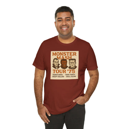 Monster Mash Tour '75 Halloween Shirt – Vintage Horror Band Tee Featuring Dracula, Wolfman, Frankenstein