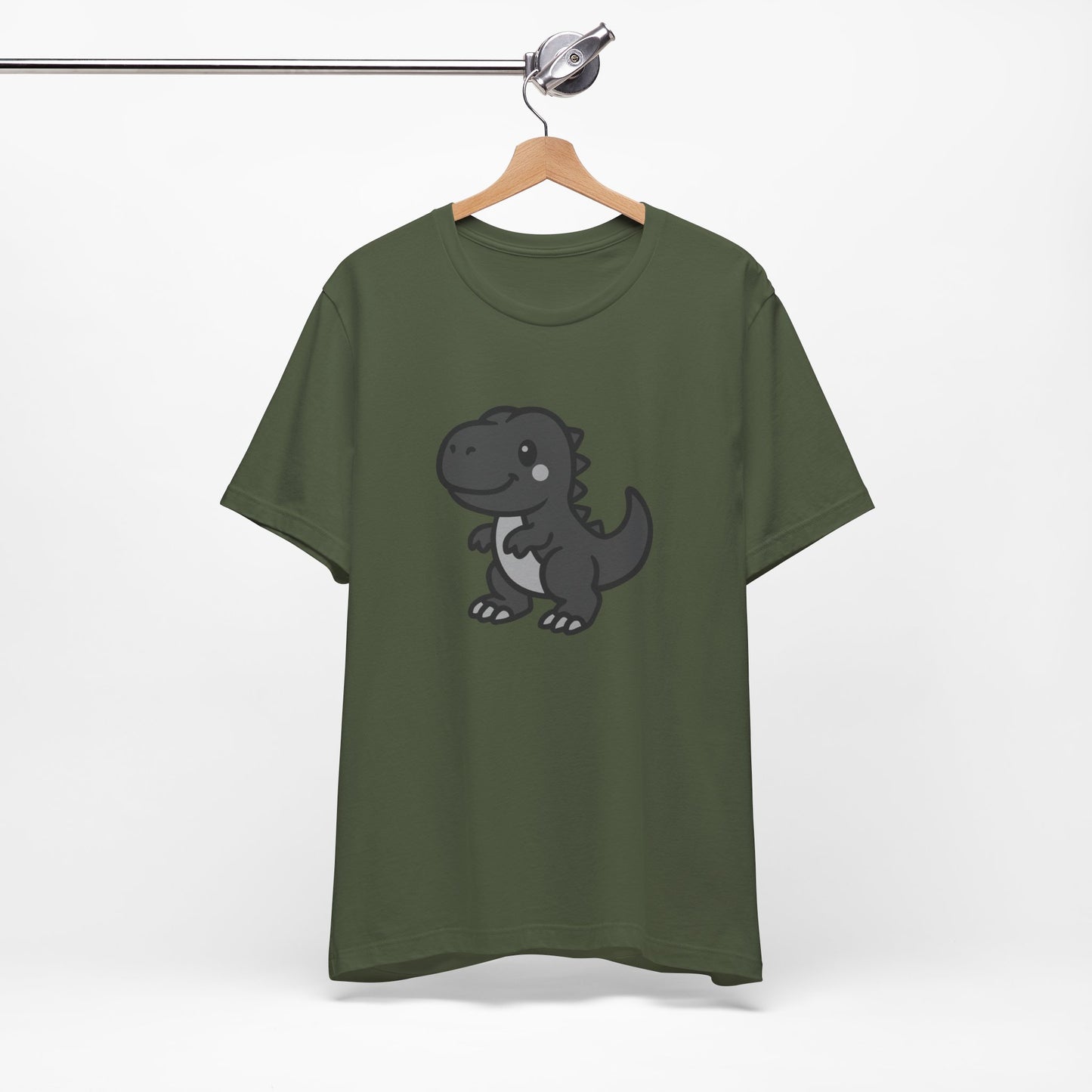 Cute T-Rex Graphic Tee Dark Theme – Kawaii Dinosaur Vector Design for Playful Style
