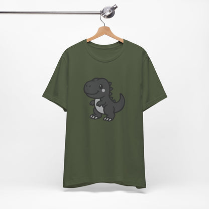 Cute T-Rex Graphic Tee Dark Theme – Kawaii Dinosaur Vector Design for Playful Style