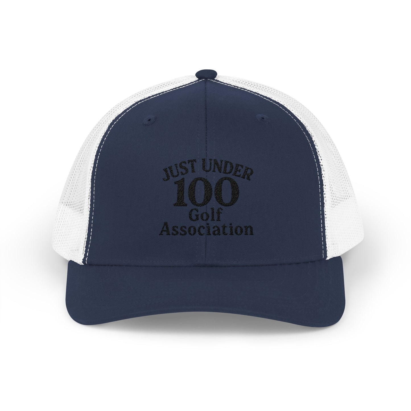 Just Under 100 Golf Trucker Hat – Embroidered Funny Golf Hat for Weekend Golfers and Casual Fairway Vibes. Black Letters