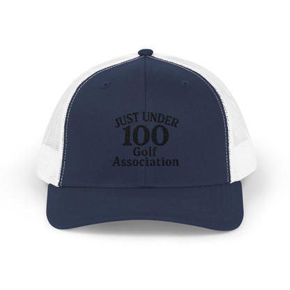 Just Under 100 Golf Trucker Hat – Embroidered Funny Golf Hat for Weekend Golfers and Casual Fairway Vibes. Black Letters
