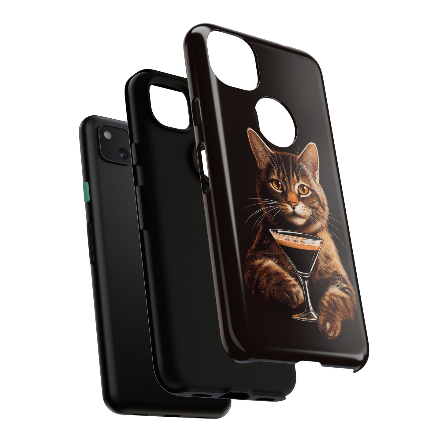 Sophisticated Cat with Espresso Martini Cell Phone Case 001