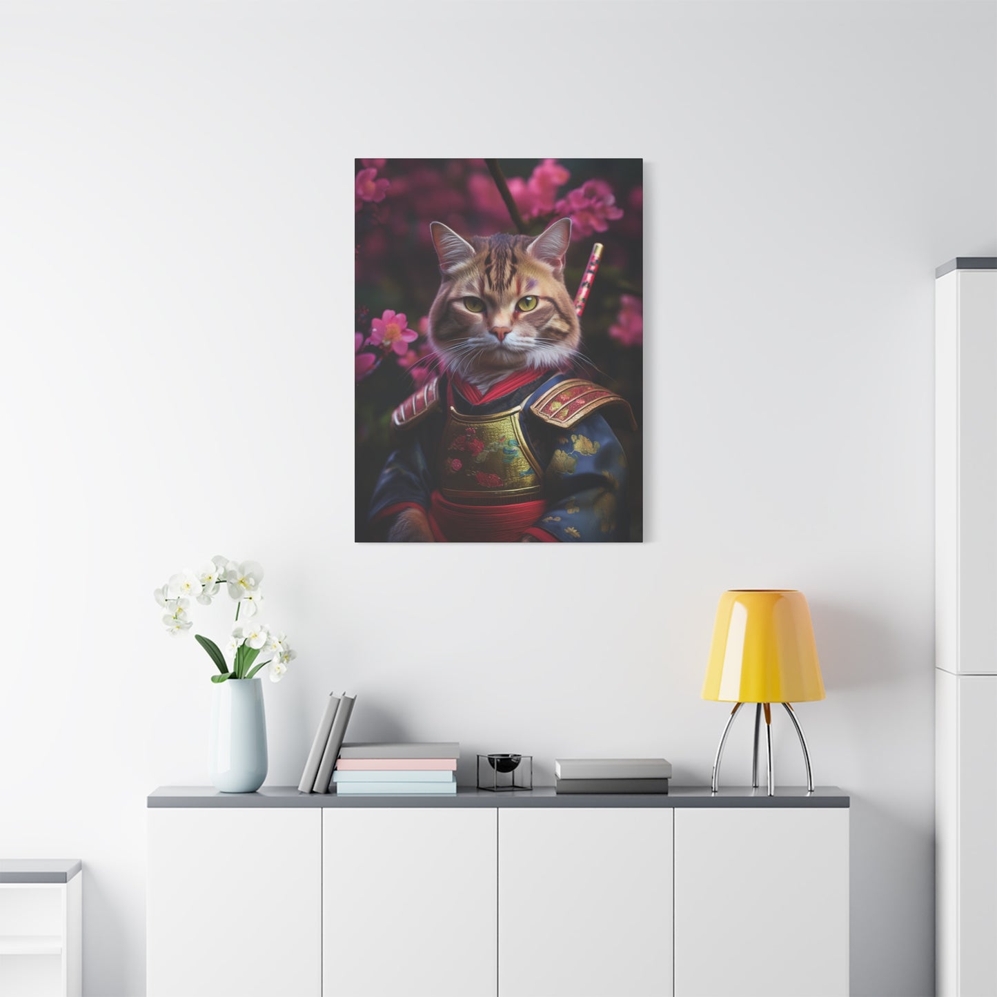 Samurai Meowster Canvas Art | Stretched Matte Wall Decor