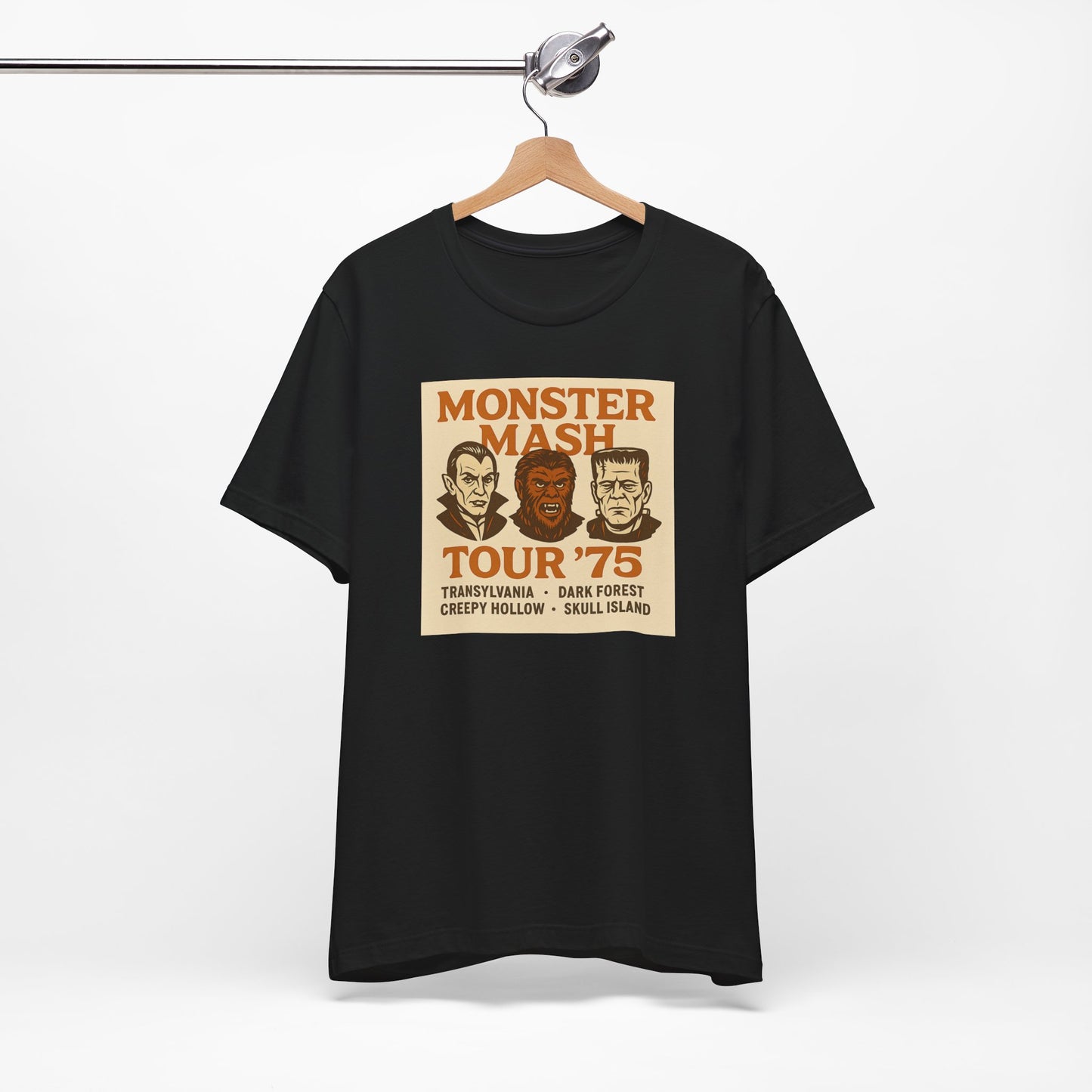 Monster Mash Tour '75 Halloween Shirt – Vintage Horror Band Tee Featuring Dracula, Wolfman, Frankenstein