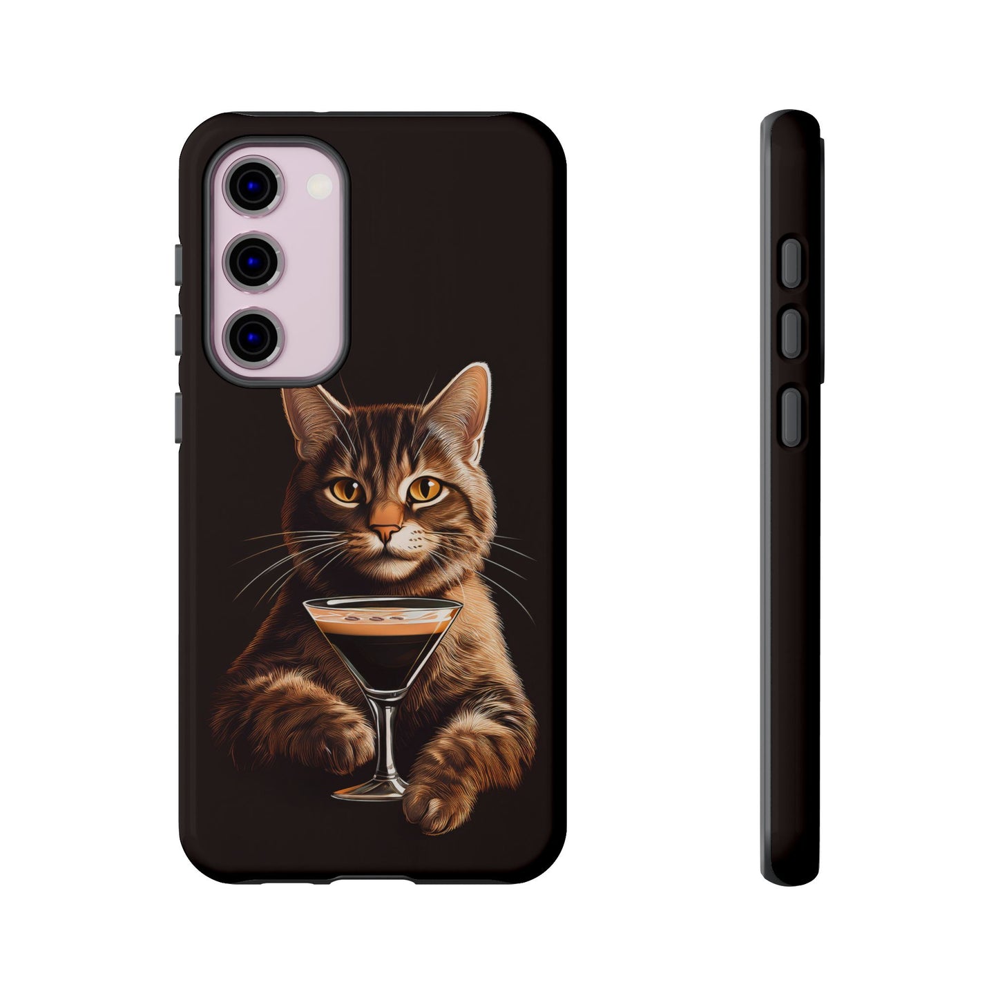 Sophisticated Cat with Espresso Martini Cell Phone Case 001