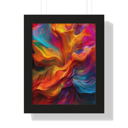 Rainbow Waves Abstract Framed Vertical Poster - Colorful Wall Art for Modern Decor