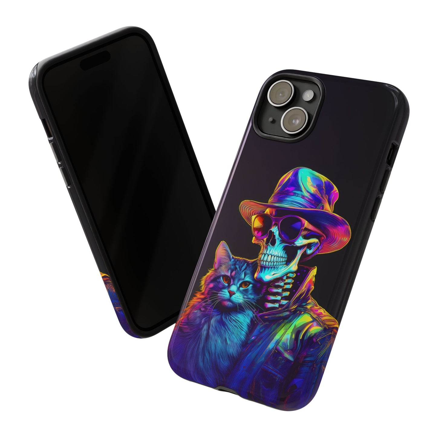 Skeleton holding a Cat Cell Phone Case 002