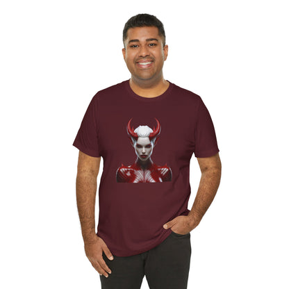 Fierce Devil Woman Halloween Shirt – Seductive Demon Graphic Tee for Bold Halloween Style