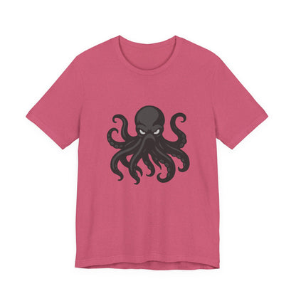 Dark Theme Octopus Graphic T-Shirt – Fierce Grayscale Tentacle Design on Black Tee with Bold Energy and Modern Ghost Effect. Unisex Jersey Short Sleeve Tee