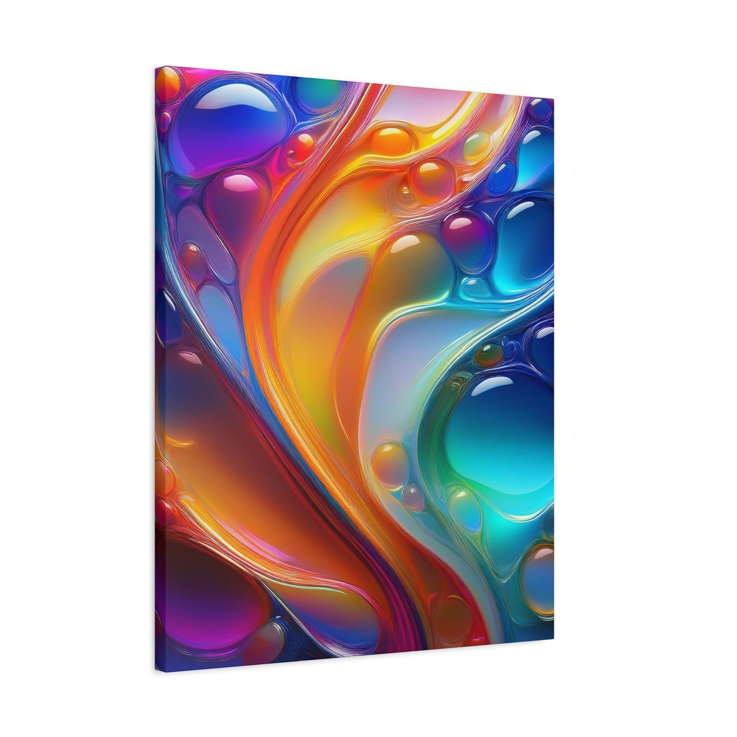 Flowing Glass Abstract Art Canvas Print - Colorful Fluid Design, Stretched Wall Decor