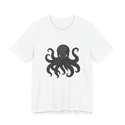 Dark Theme Octopus Graphic T-Shirt – Fierce Grayscale Tentacle Design on Black Tee with Bold Energy and Modern Ghost Effect. Unisex Jersey Short Sleeve Tee