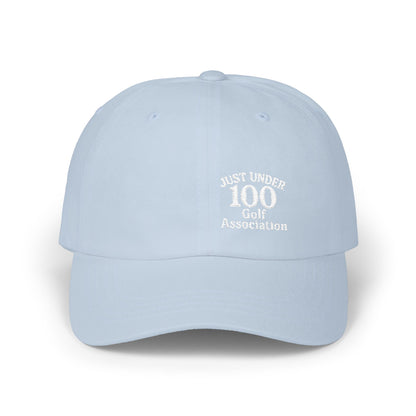 Just Under 100 Golf Classic Dad Hat – Embroidered Funny Golf Hat for Weekend Golfers and Casual Fairway Vibes. White Letters