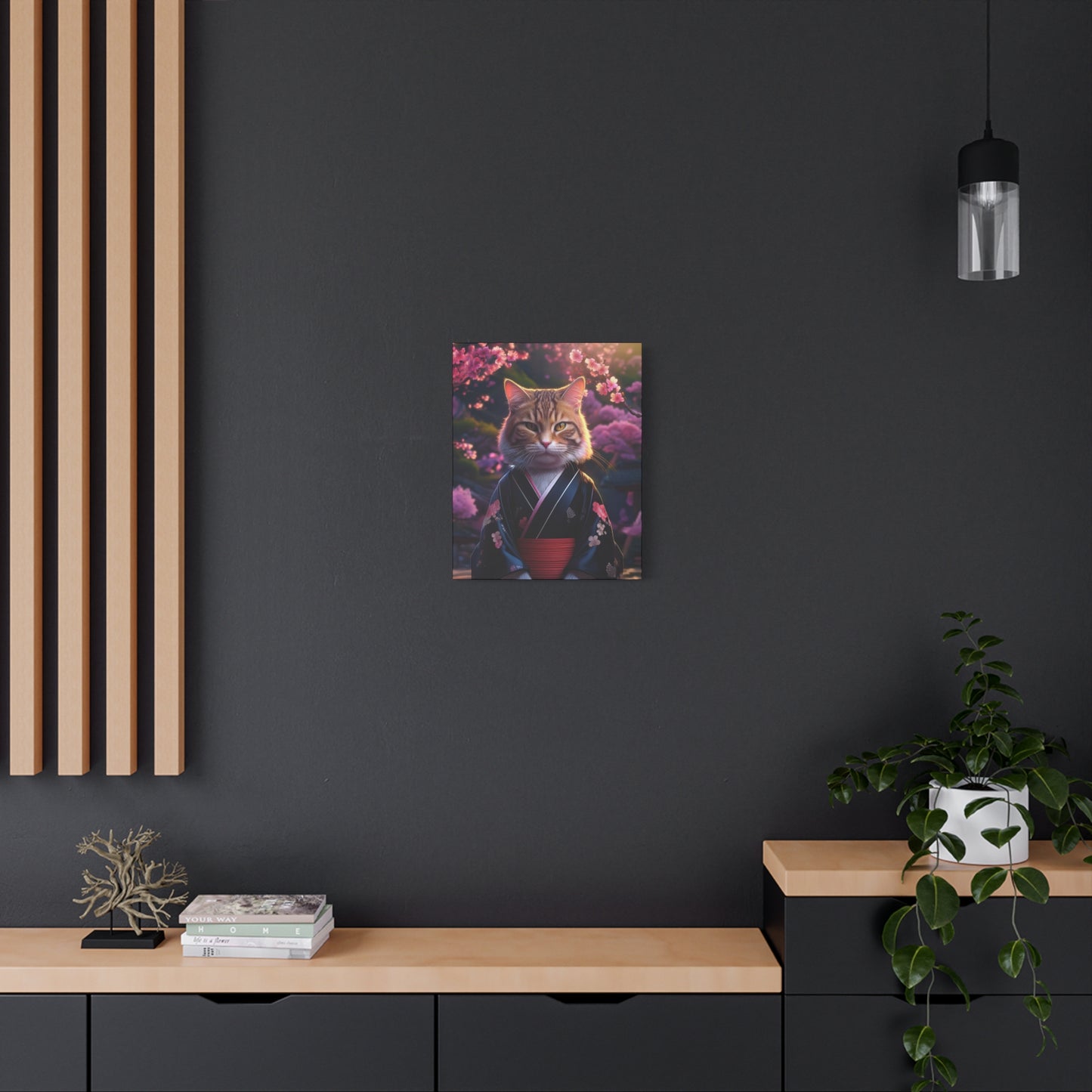 Cat Geisha Canvas Art | Stretched Matte Wall Decor 001