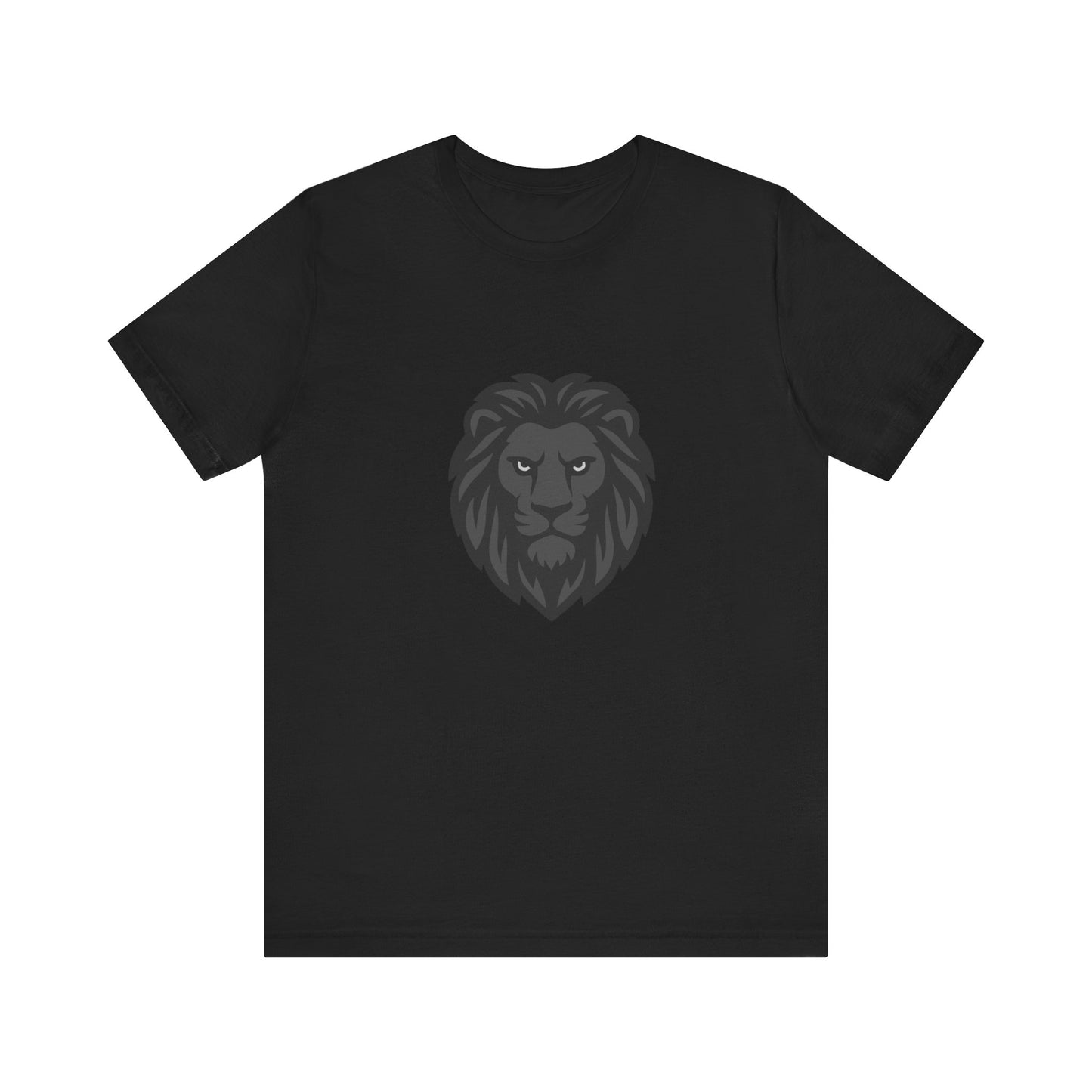 Dark Lion Graphic T-Shirt – Dark Theme Grayscale Lion Face Design on Black Tee for Strength, Confidence, and Modern Ghost Effect Style. Unisex Jersey Short Sleeve Tee
