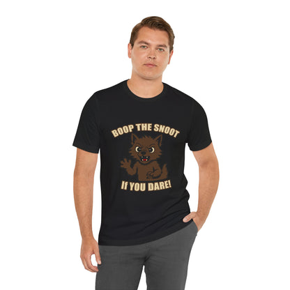 Boop the Snoot If You Dare Halloween Shirt – Funny Werewolf Halloween Graphic Unisex Jersey Short Sleeve Tee for Dog Lovers.