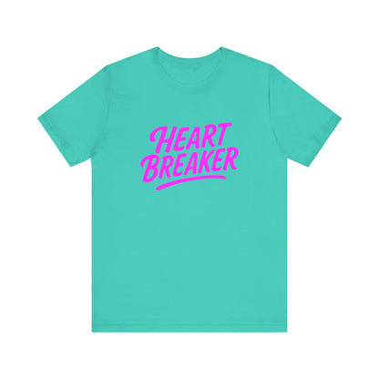 Colorful Design Heartbreaker Shirt – Neon Pink Retro Script Tee for Bold Women with Savage Energy. Unisex Jersey Short Sleeve Tee