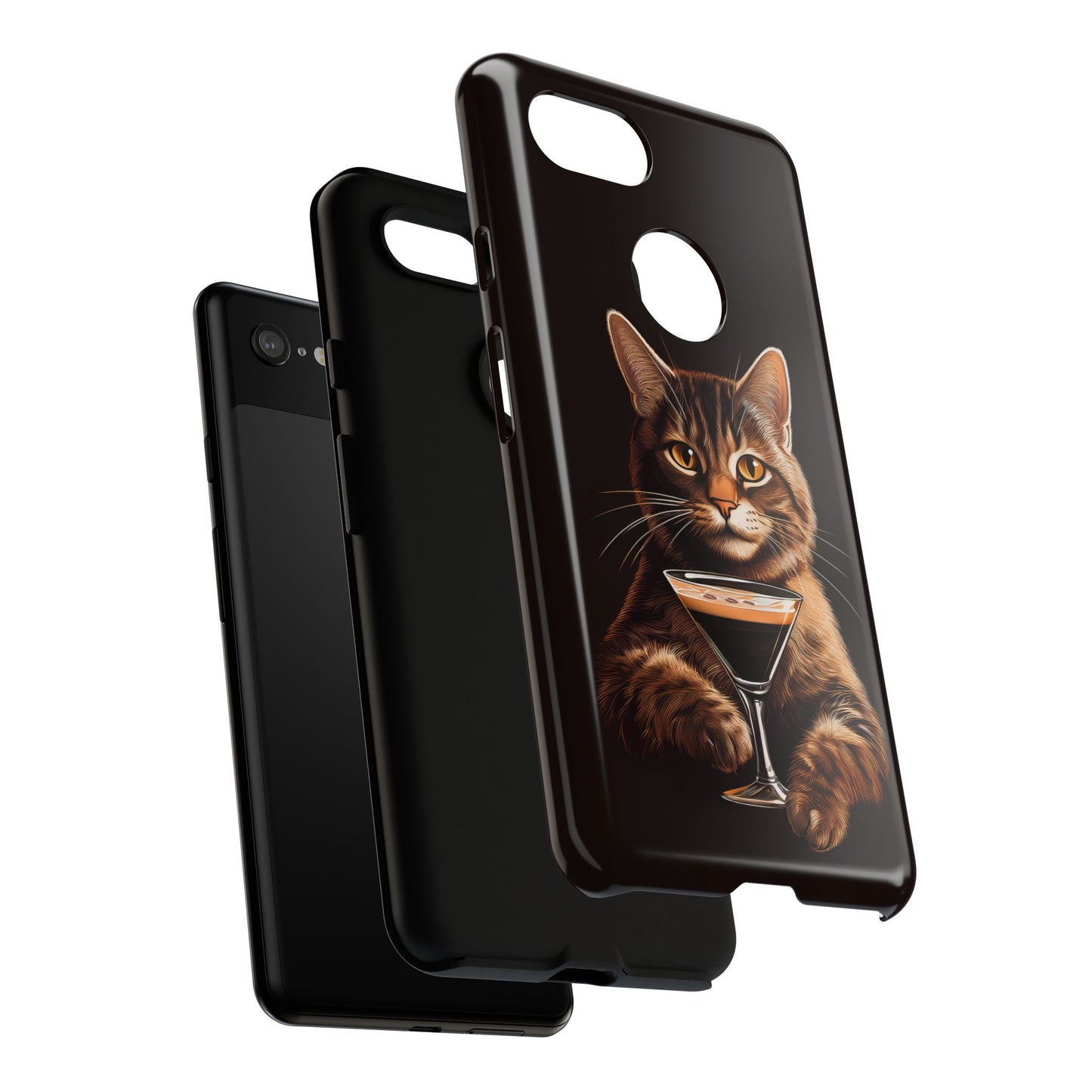 Sophisticated Cat with Espresso Martini Cell Phone Case 001