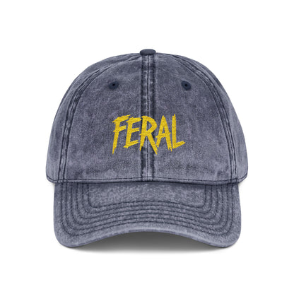 FERAL Vintage Hat – Bold Statement Hat with Wild Energy Font for Rebels, Misfits, and Chaos Enthusiasts