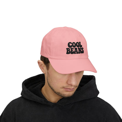 Cool Beans Classic Dad Hat – Embroidered Minimalist Text Hat for Chill Vibes and Quiet Comedy Fans. Black Letters