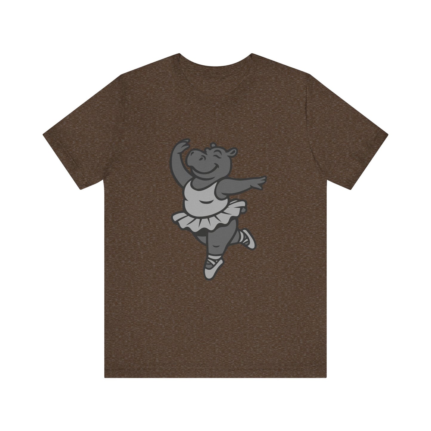 Dancing Hippo Graphic Tee Dark Theme – Funny Ballet Hippo Vector Design with Playful Energy