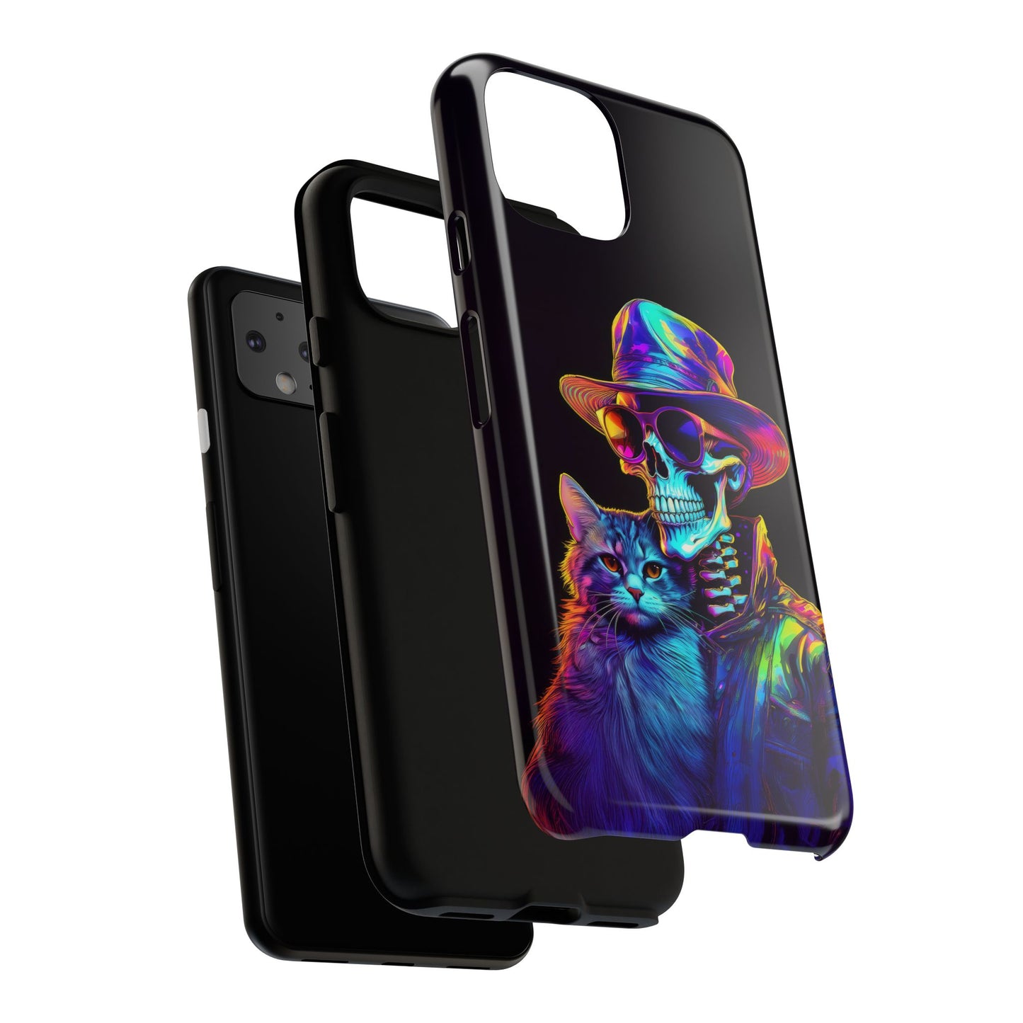 Skeleton holding a Cat Cell Phone Case 002