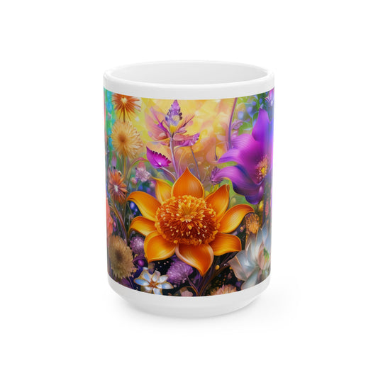 Flower Fantasy Ceramic Mug, (11oz, 15oz)