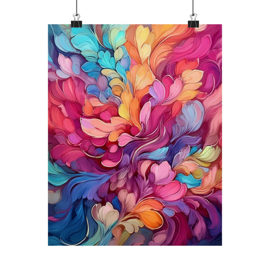 Vibrant Floral Matte Vertical Poster - Colorful Wall Art for Home Decor