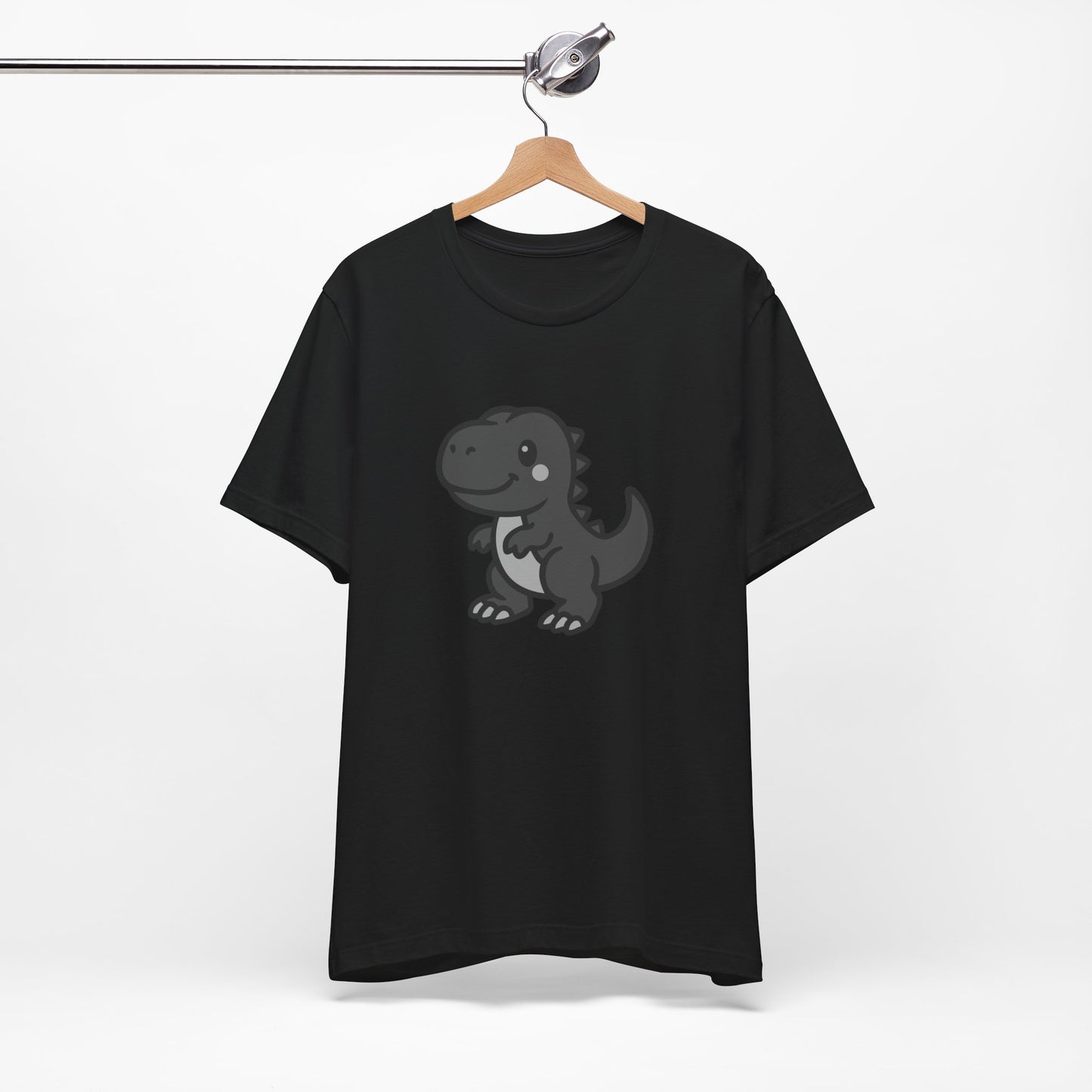 Cute T-Rex Graphic Tee Dark Theme – Kawaii Dinosaur Vector Design for Playful Style