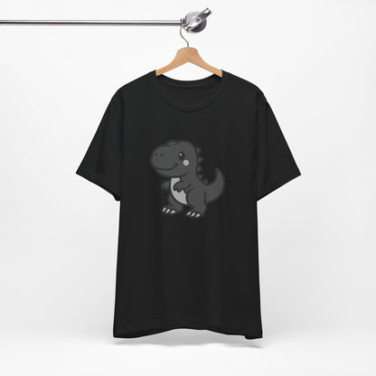 Cute T-Rex Graphic Tee Dark Theme – Kawaii Dinosaur Vector Design for Playful Style