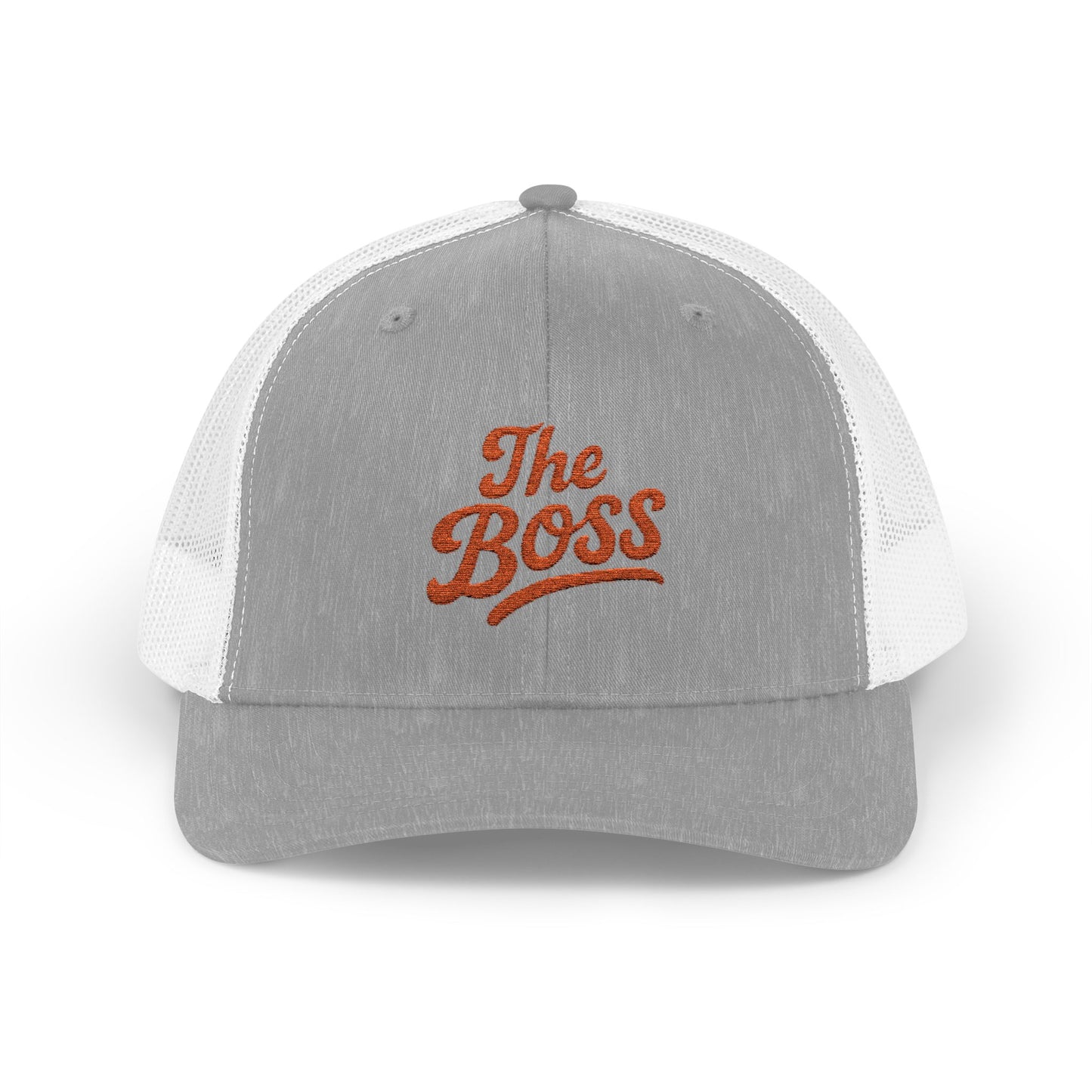 The Boss Trucker Hat – Embroidered Statement Hat for Power Moves Only. Orange Letters