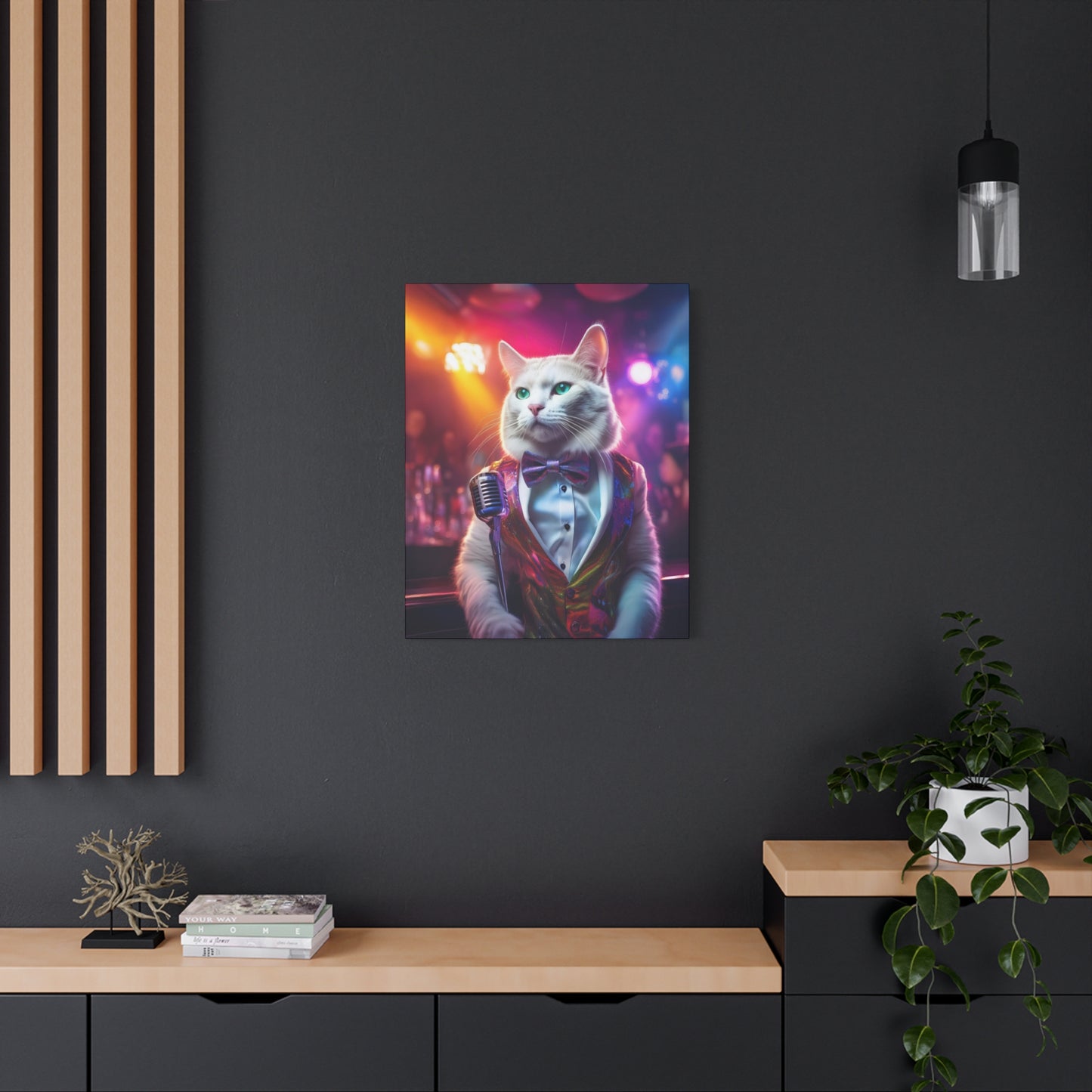 Purr-fectly Cool Lounge Cat Canvas Art | Stretched Matte Wall Decor 006