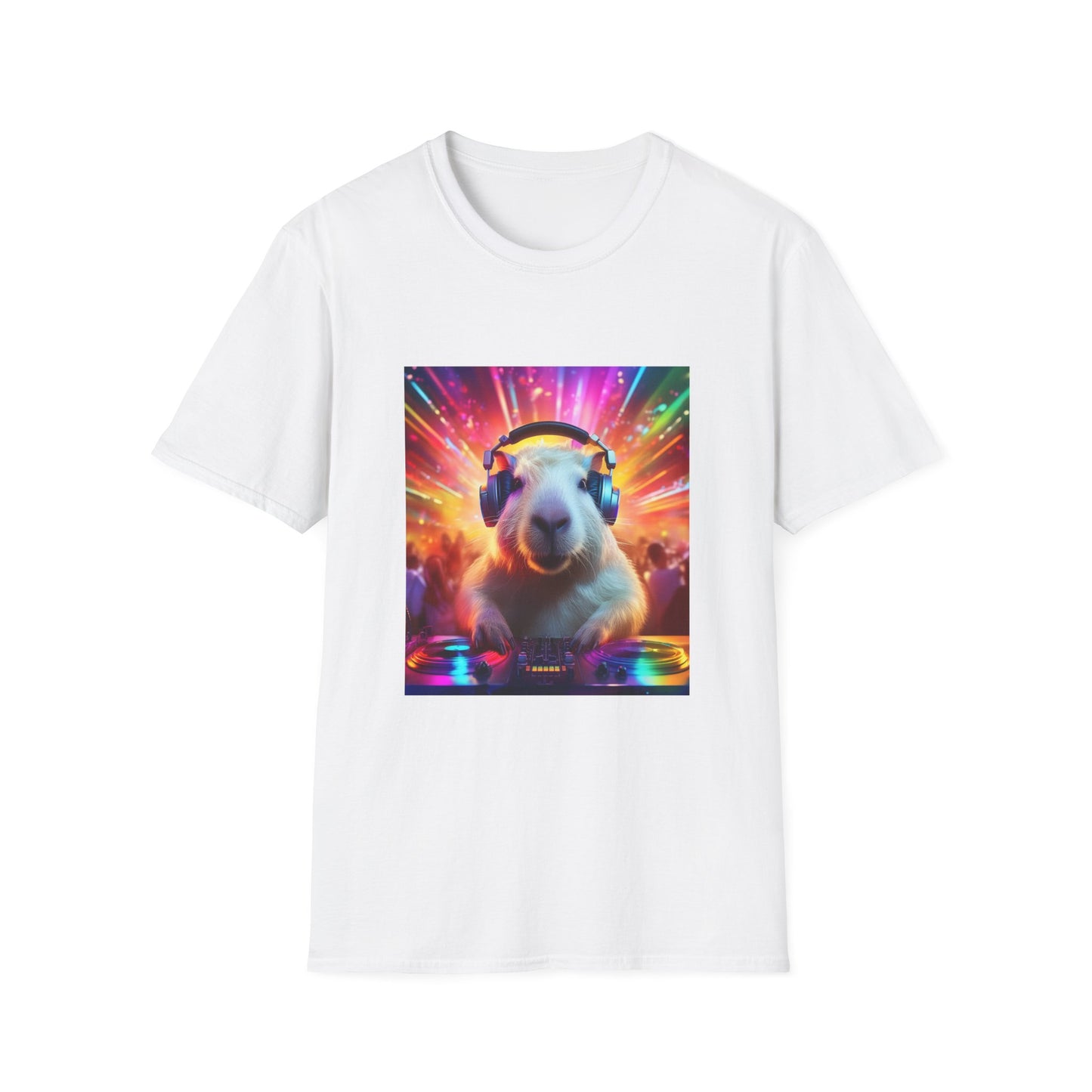 Capybara DJ EDM festival. Unisex Softstyle T-Shirt