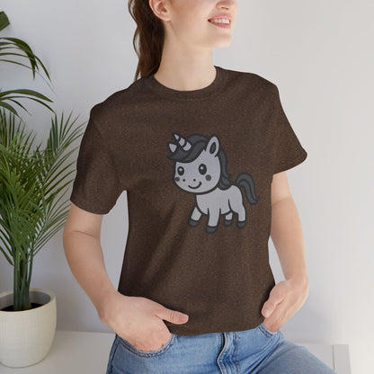 Cute Unicorn Graphic Tee Dark Theme – Kawaii Vector Design with Whimsical Charm