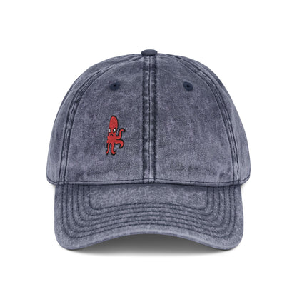 Angry Octopus Vintage Hat – Embroidered Red Sea Creature Hat with Cartoon Vibes and Bold Attitude